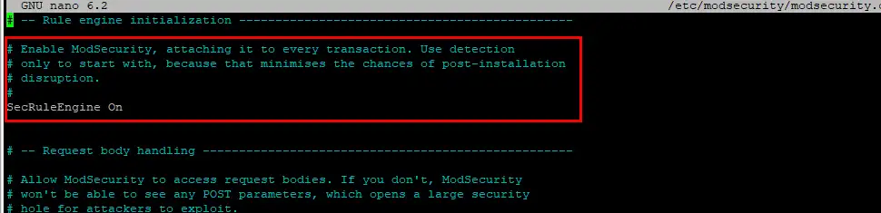 Edit Mod Security config file