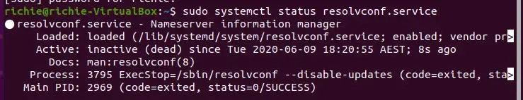 resolvconf service is installed but not active
