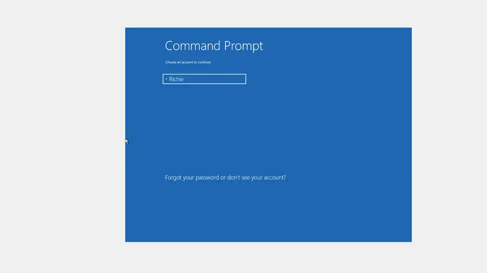 Windows will restart and show you the Command Prompt login screen. Go ahead and login