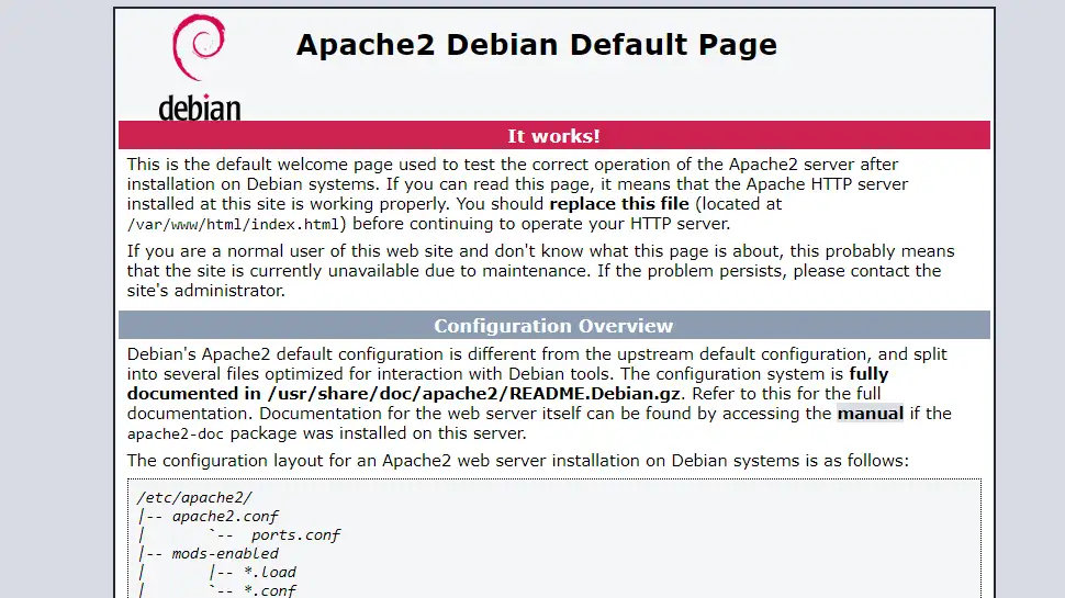 Default It Works Apache page