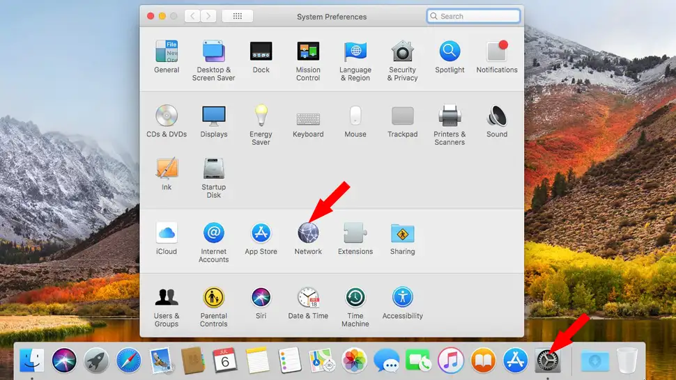 Click System Preferences, then Network