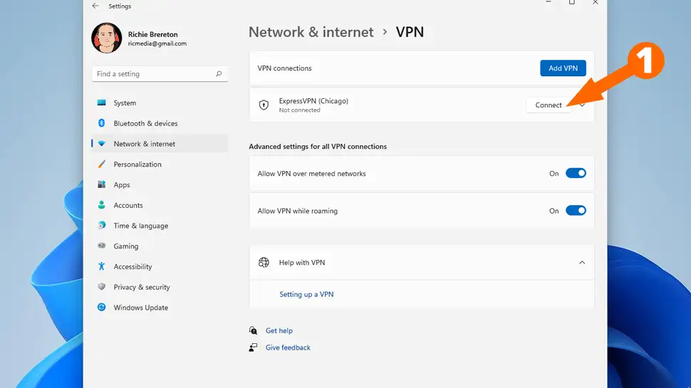 Connect to your new VPN