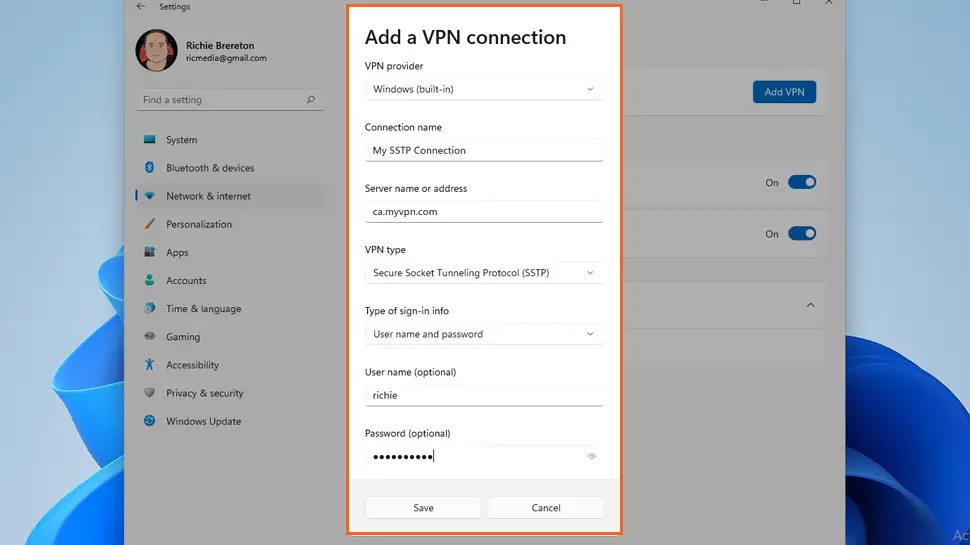 Enter your VPN credentials