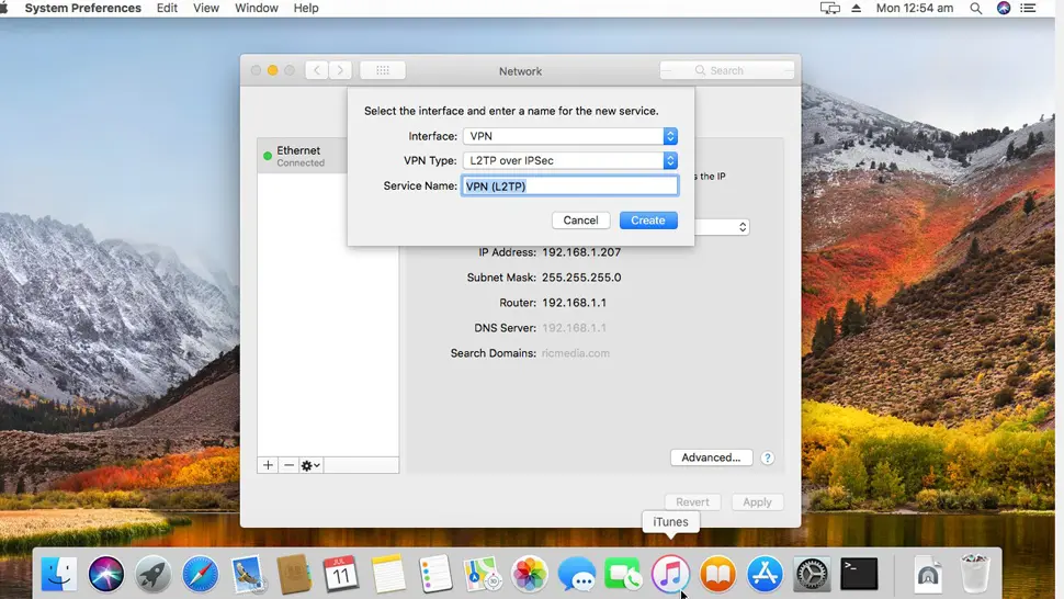 Connect VPN using L2TP/IPsec on macOS