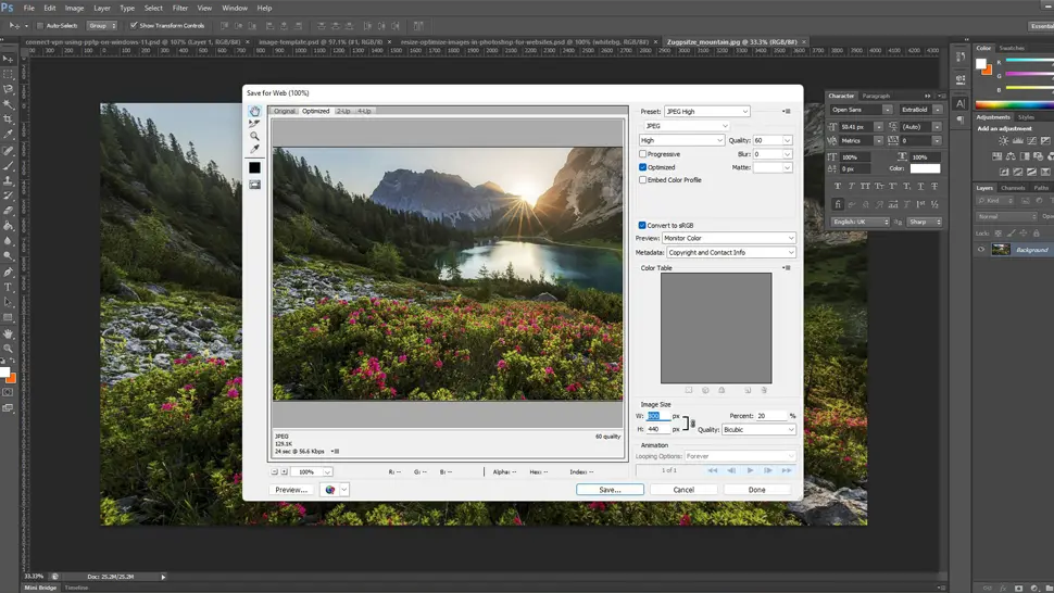 Resize & Optimize Images in Photoshop for Websites