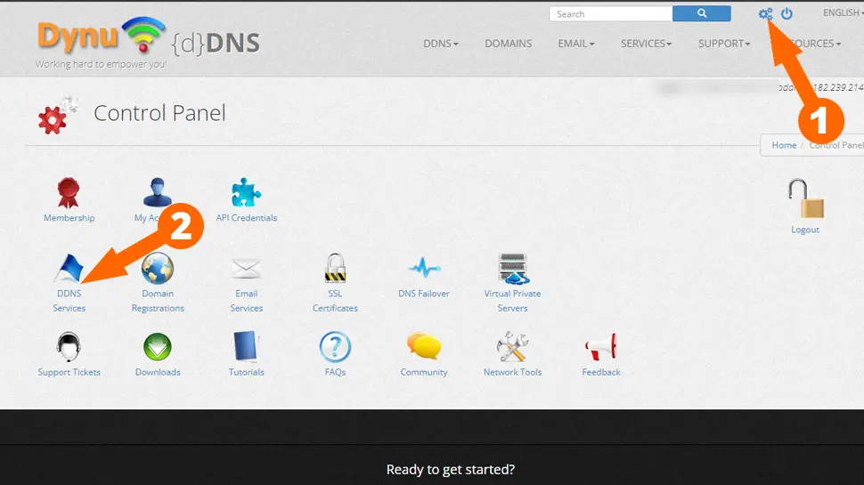 Dynu - Click Control Panel, then DDNS Servers