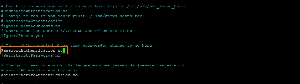 Disable password authentication for SSH