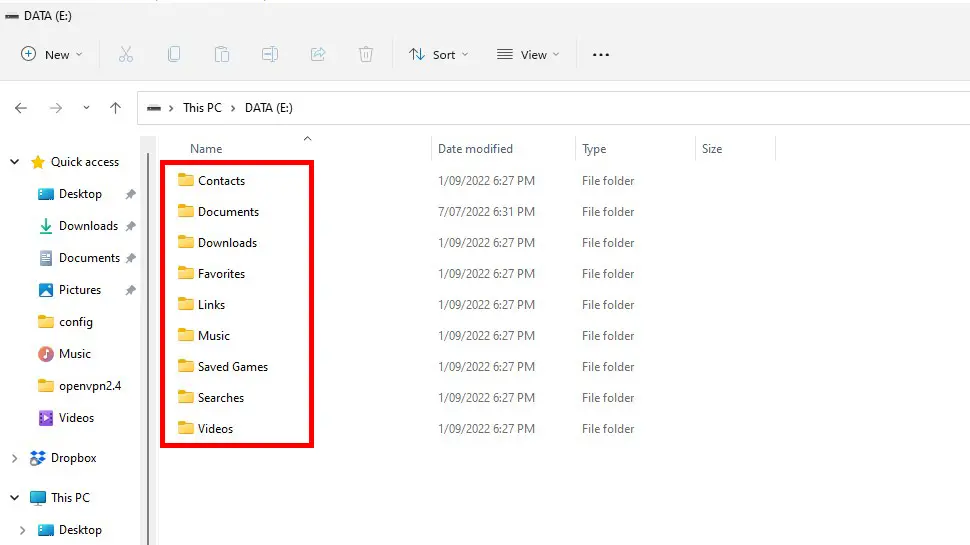 Create Windows user folders on data drive