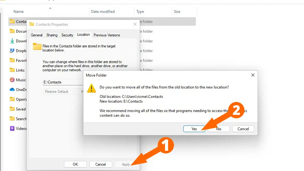 Click Apply, then Yes to move your existing files and folders to the new DATA drive