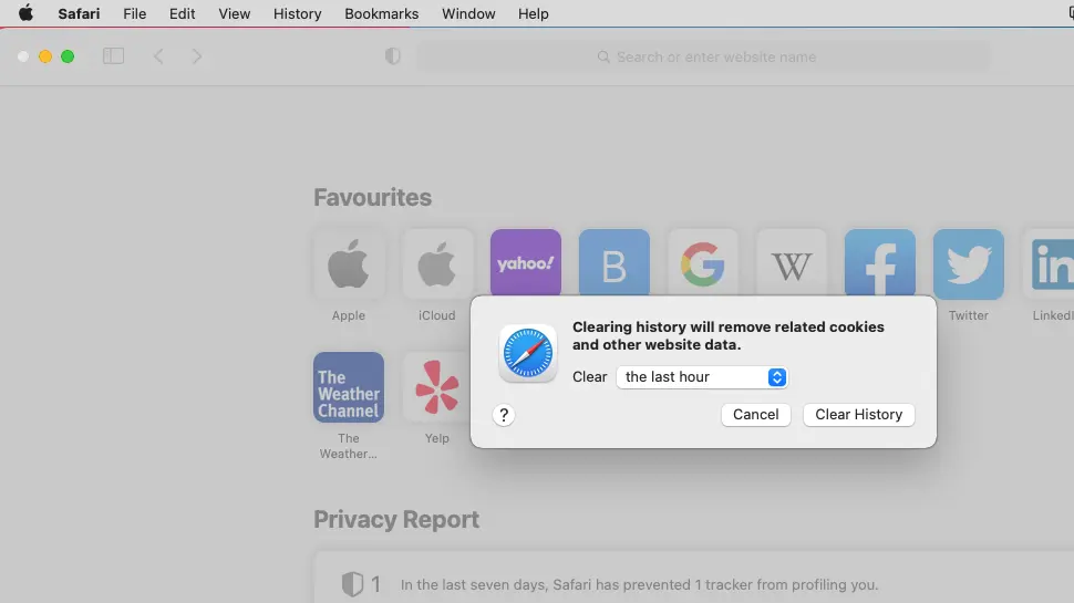 Clear browsing history in Apple Safari